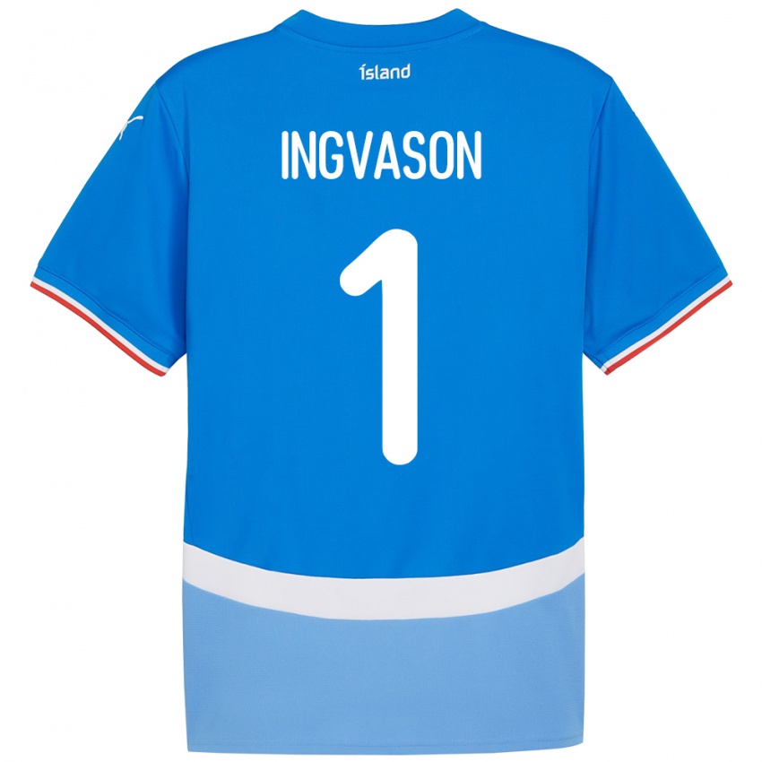 גברים אִיסלַנד Sigurdur Ingvason #1 כְּחוֹל ג'רזי ביתית 24-26 חולצה קצרה
