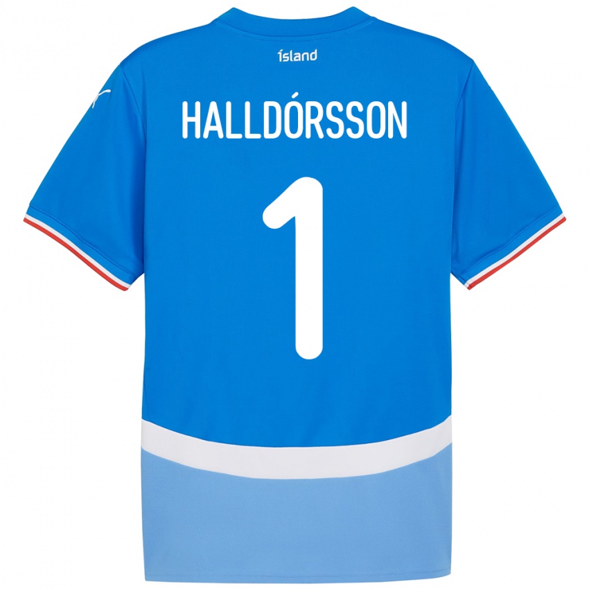 גברים אִיסלַנד Elmar Ágúst Halldórsson #1 כְּחוֹל ג'רזי ביתית 24-26 חולצה קצרה