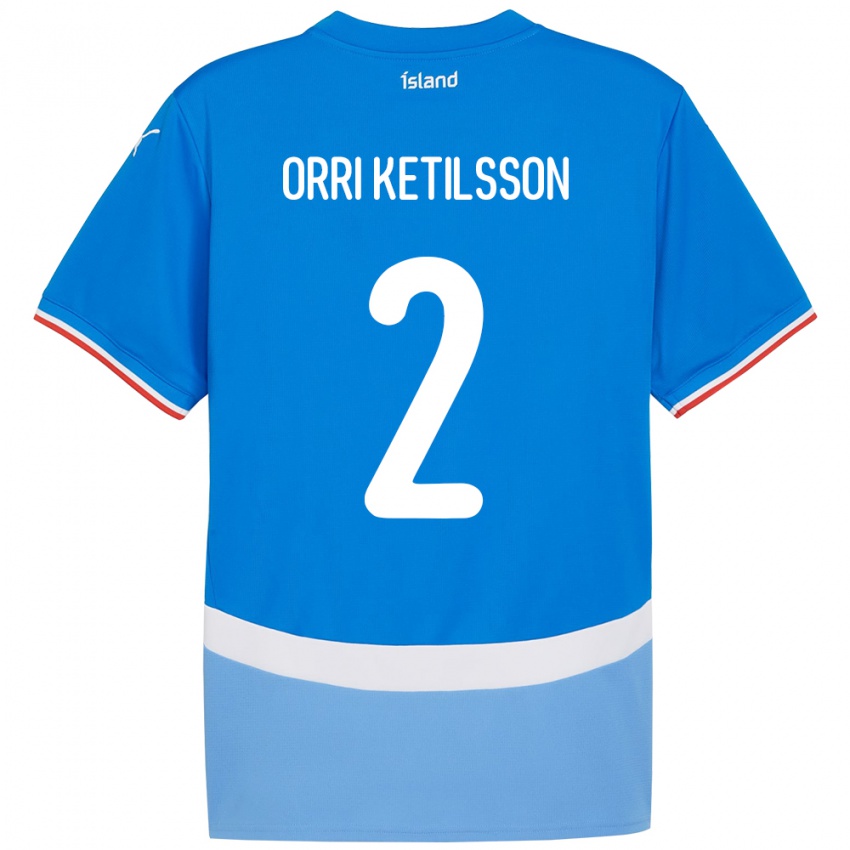גברים אִיסלַנד Ketill Orri Ketilsson #2 כְּחוֹל ג'רזי ביתית 24-26 חולצה קצרה