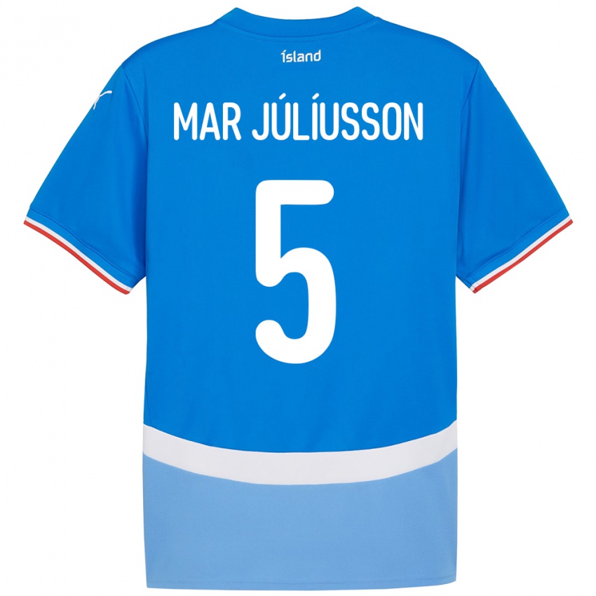 גברים אִיסלַנד Júlíus Mar Júlíusson #5 כְּחוֹל ג'רזי ביתית 24-26 חולצה קצרה