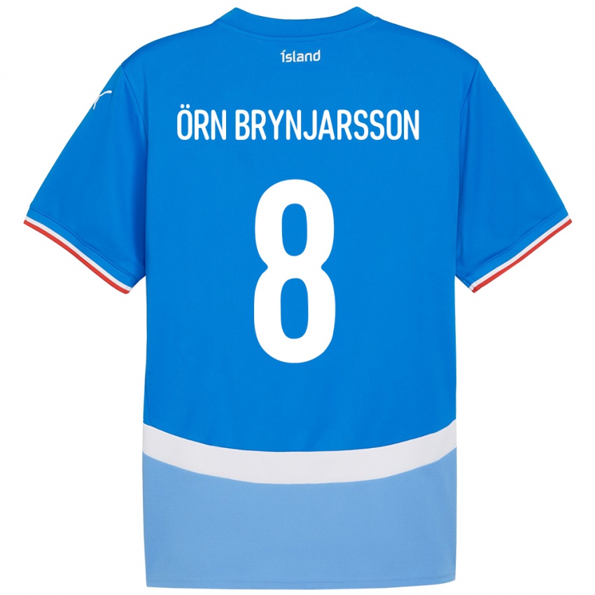 גברים אִיסלַנד Bjarki Örn Brynjarsson #8 כְּחוֹל ג'רזי ביתית 24-26 חולצה קצרה