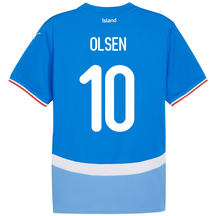 גברים אִיסלַנד Gunnar Olsen #10 כְּחוֹל ג'רזי ביתית 24-26 חולצה קצרה