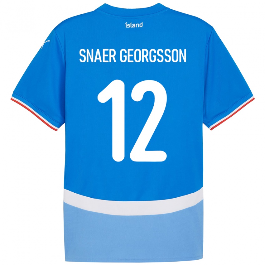 גברים אִיסלַנד Halldór Snaer Georgsson #12 כְּחוֹל ג'רזי ביתית 24-26 חולצה קצרה
