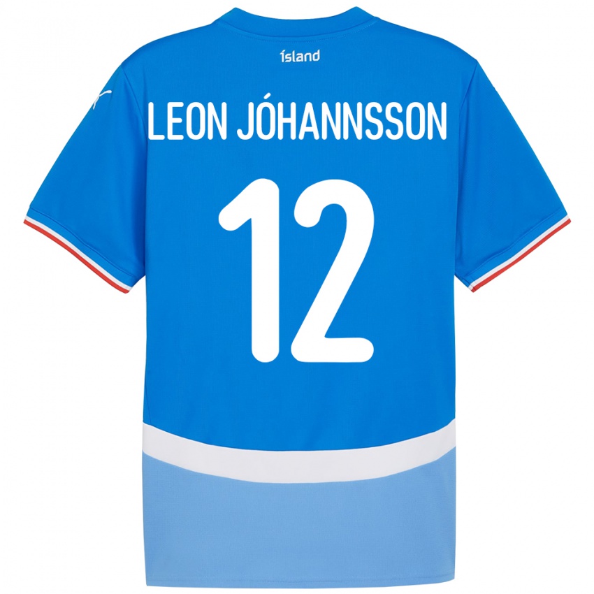 גברים אִיסלַנד Marten Leon Jóhannsson #12 כְּחוֹל ג'רזי ביתית 24-26 חולצה קצרה