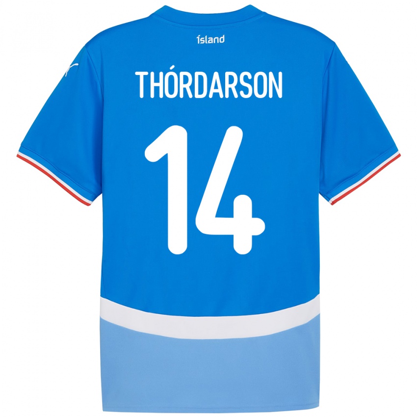 גברים אִיסלַנד Ódinn Sturla Thórdarson #14 כְּחוֹל ג'רזי ביתית 24-26 חולצה קצרה