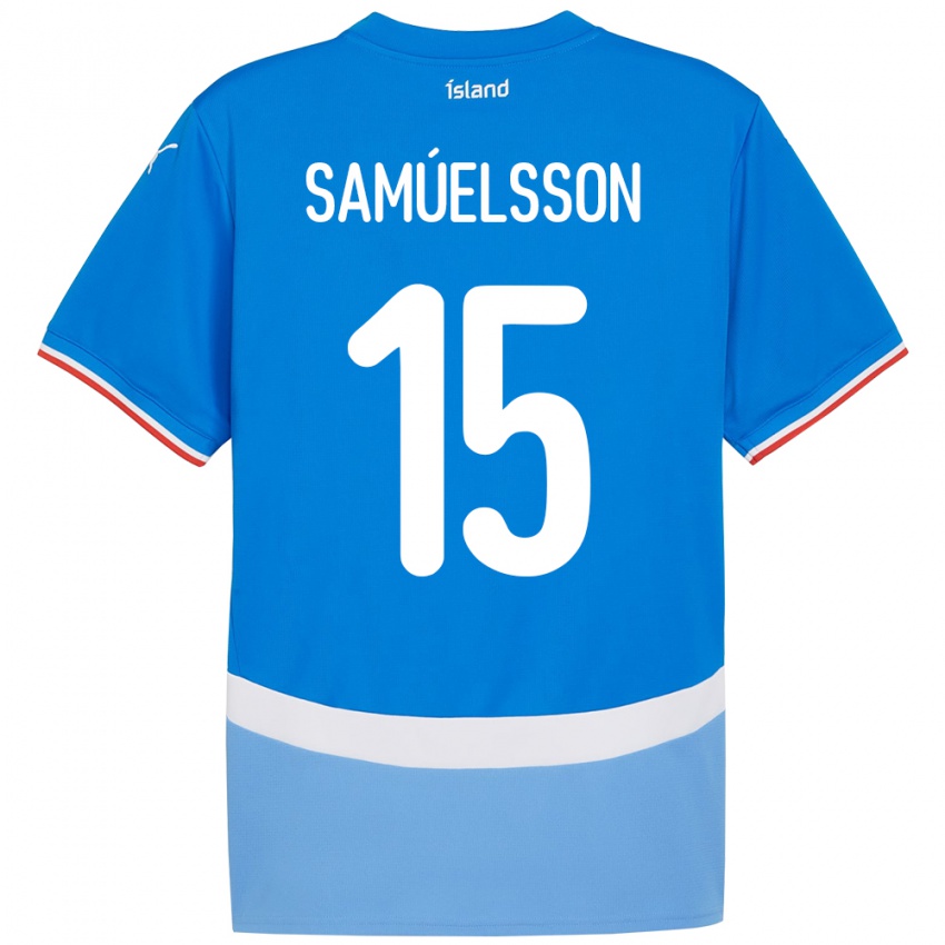גברים אִיסלַנד Birkir Hrafn Samúelsson #15 כְּחוֹל ג'רזי ביתית 24-26 חולצה קצרה