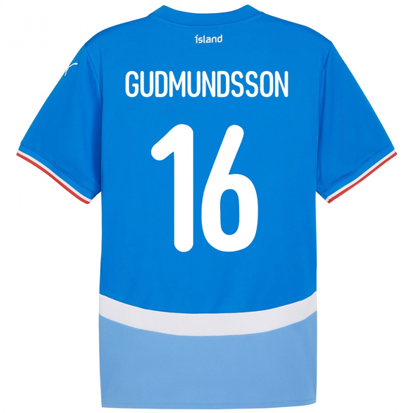 גברים אִיסלַנד Jón Breki Gudmundsson #16 כְּחוֹל ג'רזי ביתית 24-26 חולצה קצרה