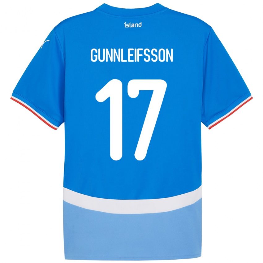 גברים אִיסלַנד Gunnleifur Orri Gunnleifsson #17 כְּחוֹל ג'רזי ביתית 24-26 חולצה קצרה