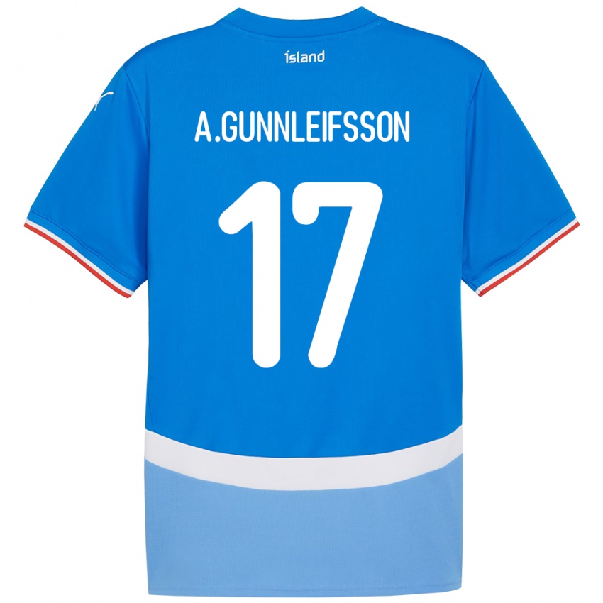 גברים אִיסלַנד Arnar Bjarki Gunnleifsson #17 כְּחוֹל ג'רזי ביתית 24-26 חולצה קצרה
