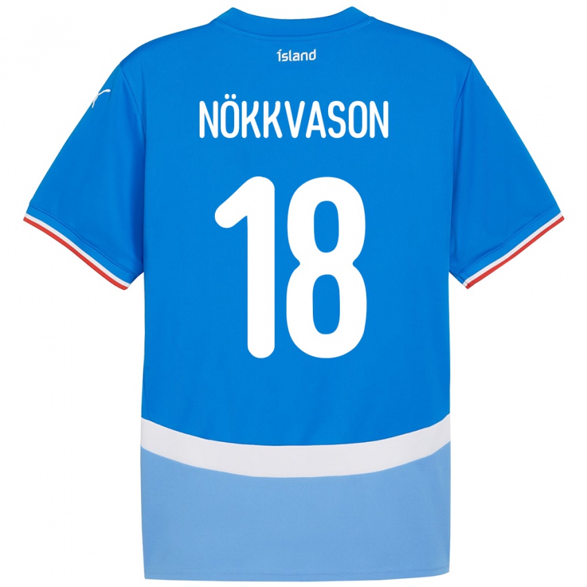 גברים אִיסלַנד Gudmundur Baldvin Nökkvason #18 כְּחוֹל ג'רזי ביתית 24-26 חולצה קצרה