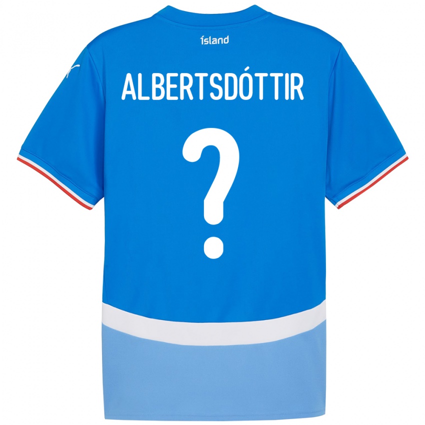 גברים אִיסלַנד Agla María Albertsdóttir #0 כְּחוֹל ג'רזי ביתית 24-26 חולצה קצרה