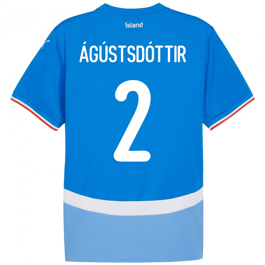 גברים אִיסלַנד Berglind Rós Ágústsdóttir #2 כְּחוֹל ג'רזי ביתית 24-26 חולצה קצרה