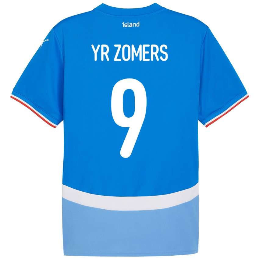 גברים אִיסלַנד Diljá Ýr Zomers #9 כְּחוֹל ג'רזי ביתית 24-26 חולצה קצרה