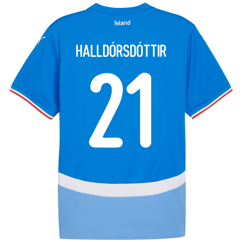 גברים אִיסלַנד Hafrún Rakel Halldórsdóttir #21 כְּחוֹל ג'רזי ביתית 24-26 חולצה קצרה