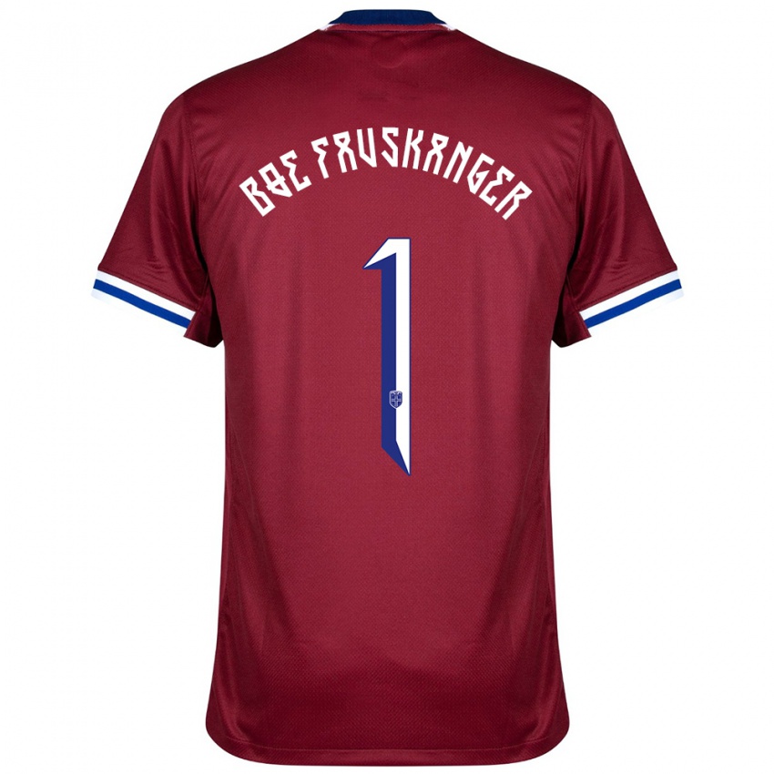 גברים נורבגיה Einar Bøe Fauskanger #1 אדום כחול לבן ג'רזי ביתית 24-26 חולצה קצרה