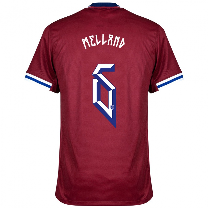 גברים נורבגיה Henrik Melland #6 אדום כחול לבן ג'רזי ביתית 24-26 חולצה קצרה