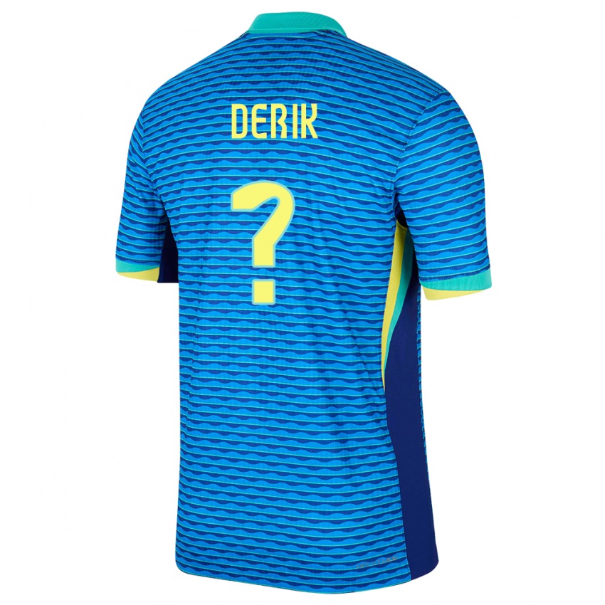 גברים ברזיל Léo Derik #0 כְּחוֹל הרחק ג'רזי 24-26 חולצה קצרה