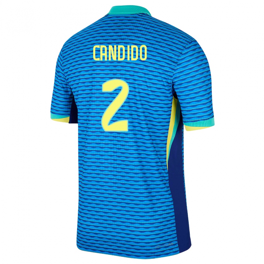 גברים ברזיל Angelo Candido #2 כְּחוֹל הרחק ג'רזי 24-26 חולצה קצרה