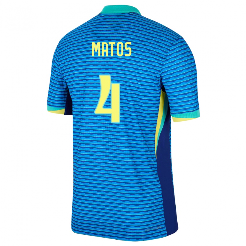 גברים ברזיל Ryan Matos #4 כְּחוֹל הרחק ג'רזי 24-26 חולצה קצרה
