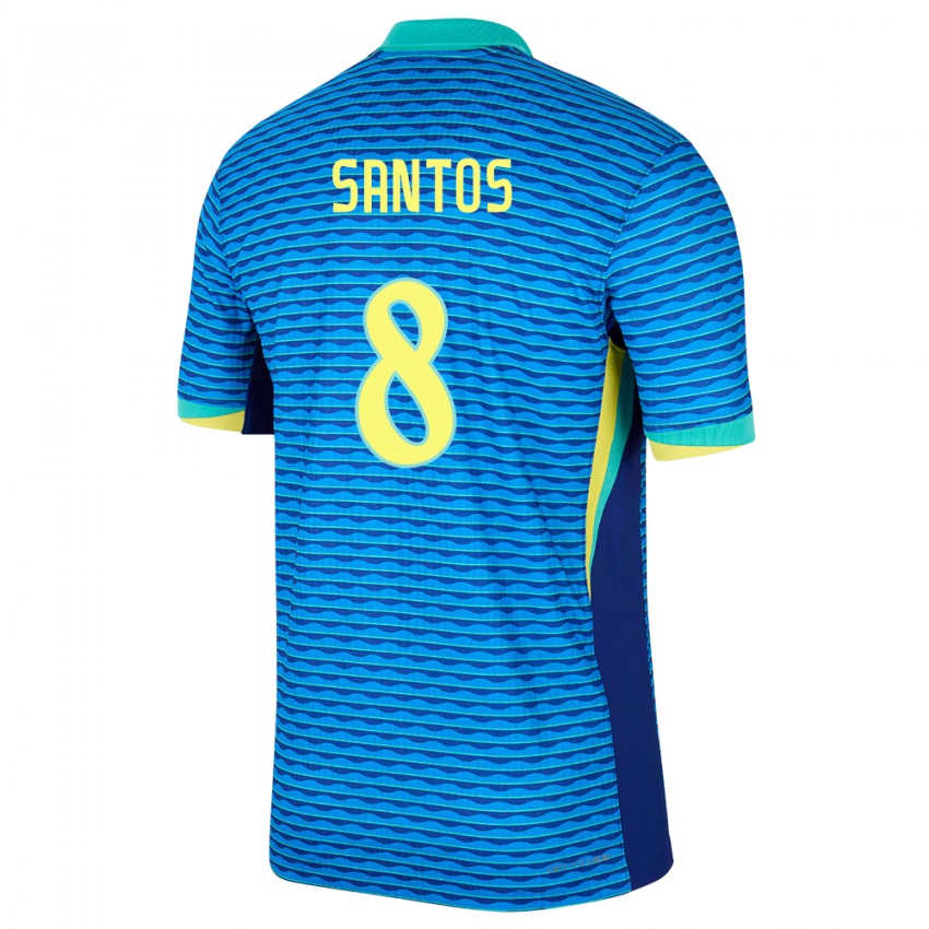 גברים ברזיל Kayke Santos #8 כְּחוֹל הרחק ג'רזי 24-26 חולצה קצרה