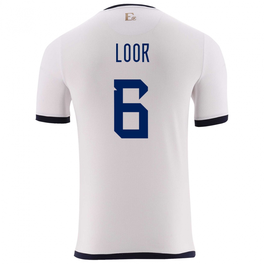 גברים אקוודור Layan Loor #6 לבן הרחק ג'רזי 24-26 חולצה קצרה