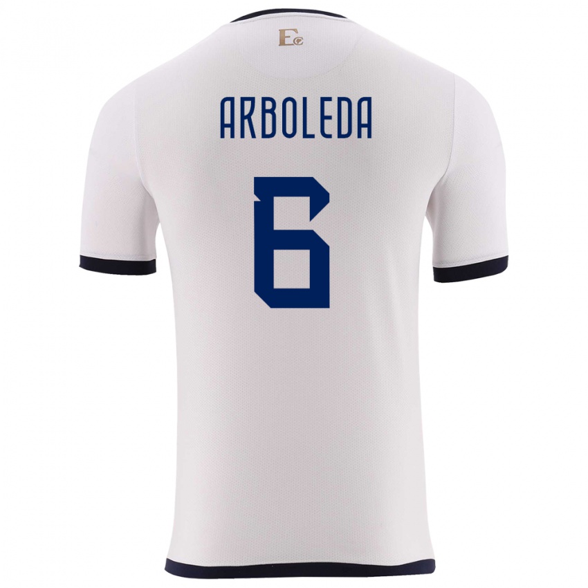 גברים אקוודור Edu Arboleda #6 לבן הרחק ג'רזי 24-26 חולצה קצרה