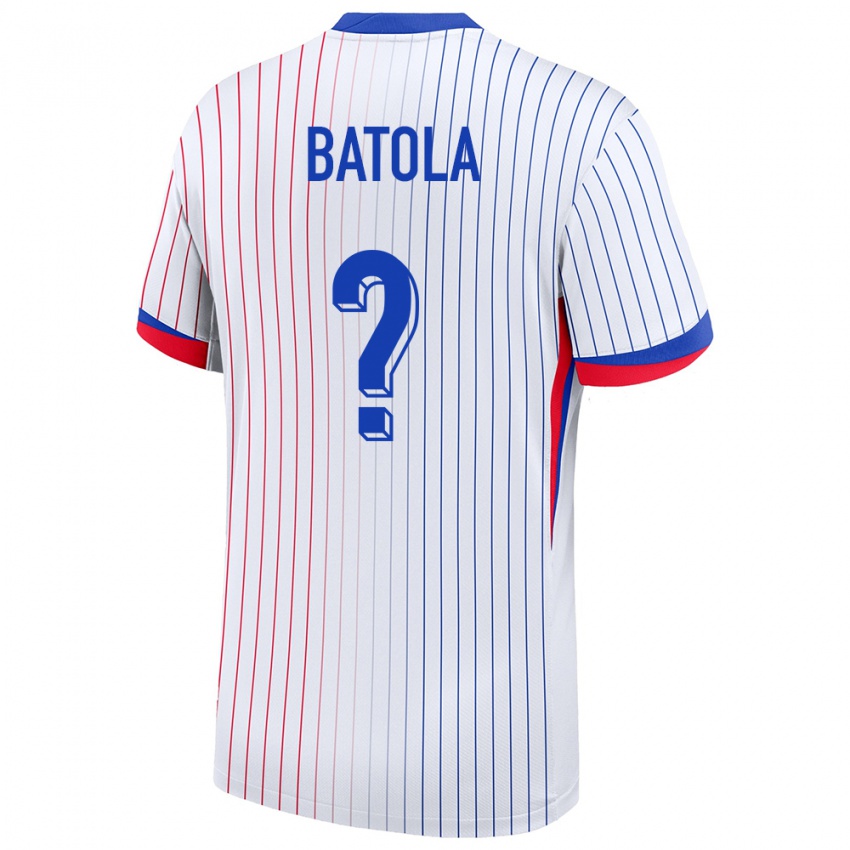 גברים צרפת Christ Batola #0 לבן הרחק ג'רזי 24-26 חולצה קצרה
