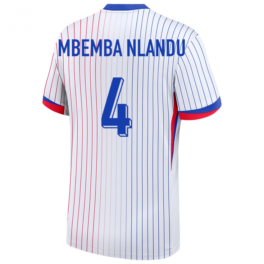 גברים צרפת Emmanuel Mbemba Nlandu #4 לבן הרחק ג'רזי 24-26 חולצה קצרה