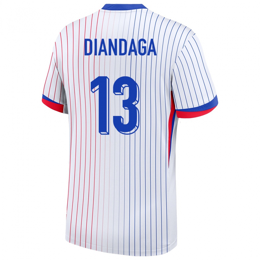 גברים צרפת Hermann Diandaga #13 לבן הרחק ג'רזי 24-26 חולצה קצרה