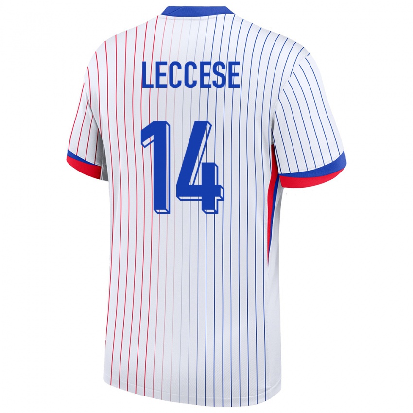 גברים צרפת Milan Leccese #14 לבן הרחק ג'רזי 24-26 חולצה קצרה