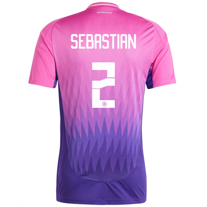 גברים גרמניה Jordy Sebastian #2 ורוד סגול הרחק ג'רזי 24-26 חולצה קצרה