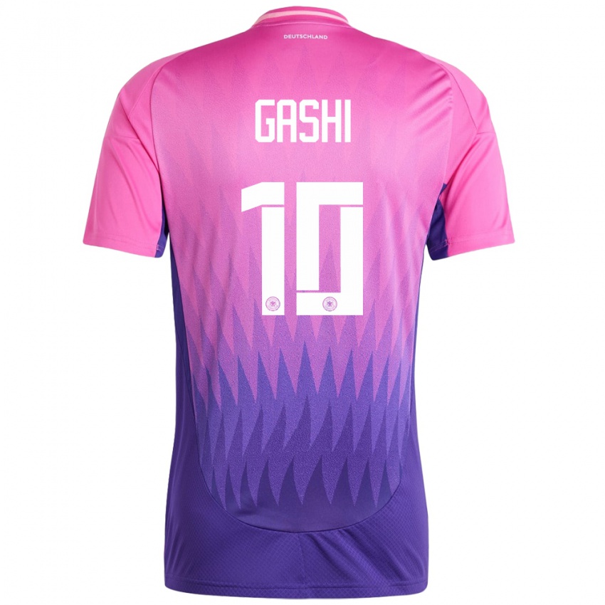 גברים גרמניה Yll Gashi #10 ורוד סגול הרחק ג'רזי 24-26 חולצה קצרה