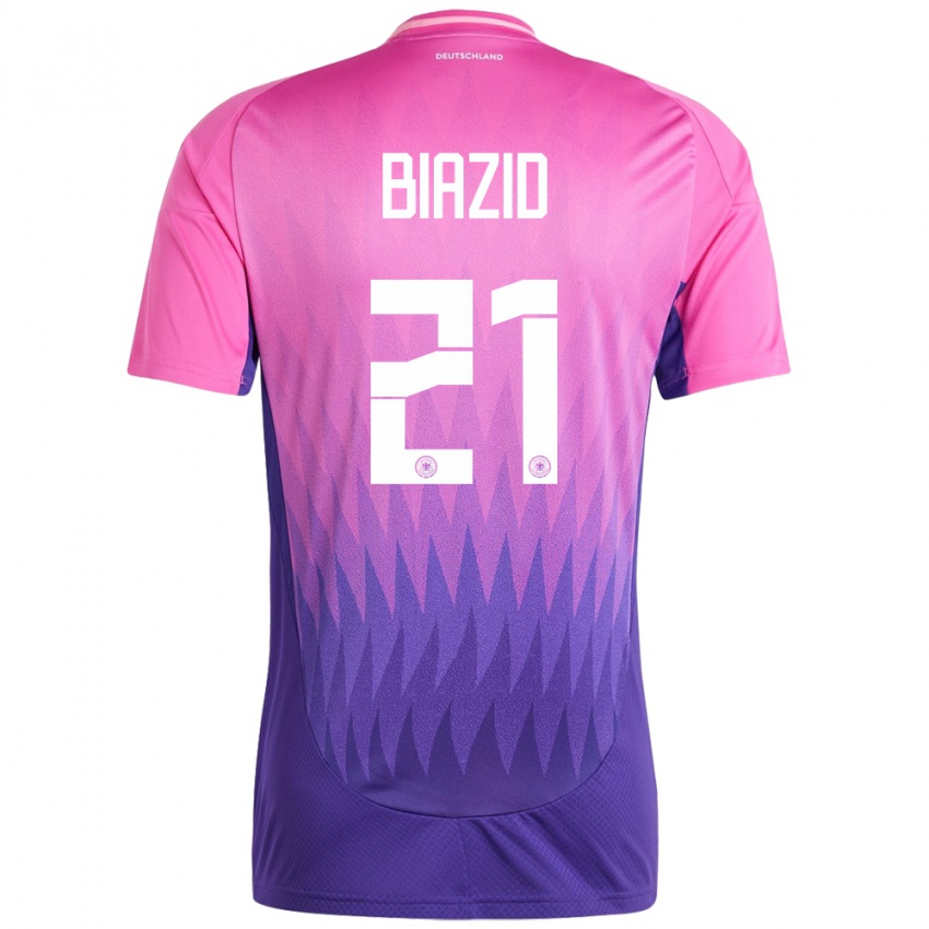 גברים גרמניה Zain Biazid #21 ורוד סגול הרחק ג'רזי 24-26 חולצה קצרה