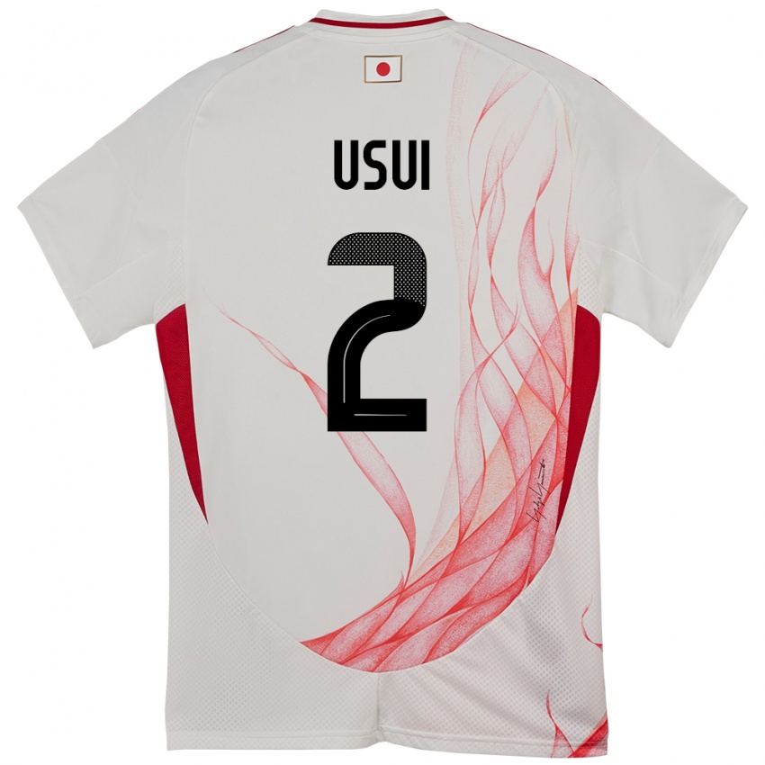 גברים יַפָּן Tsubasa Usui #2 לָבָן הרחק ג'רזי 24-26 חולצה קצרה