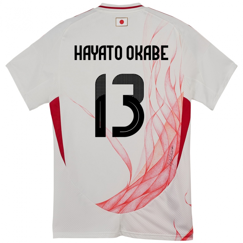 גברים יַפָּן Tariqkani Hayato Okabe #13 לָבָן הרחק ג'רזי 24-26 חולצה קצרה