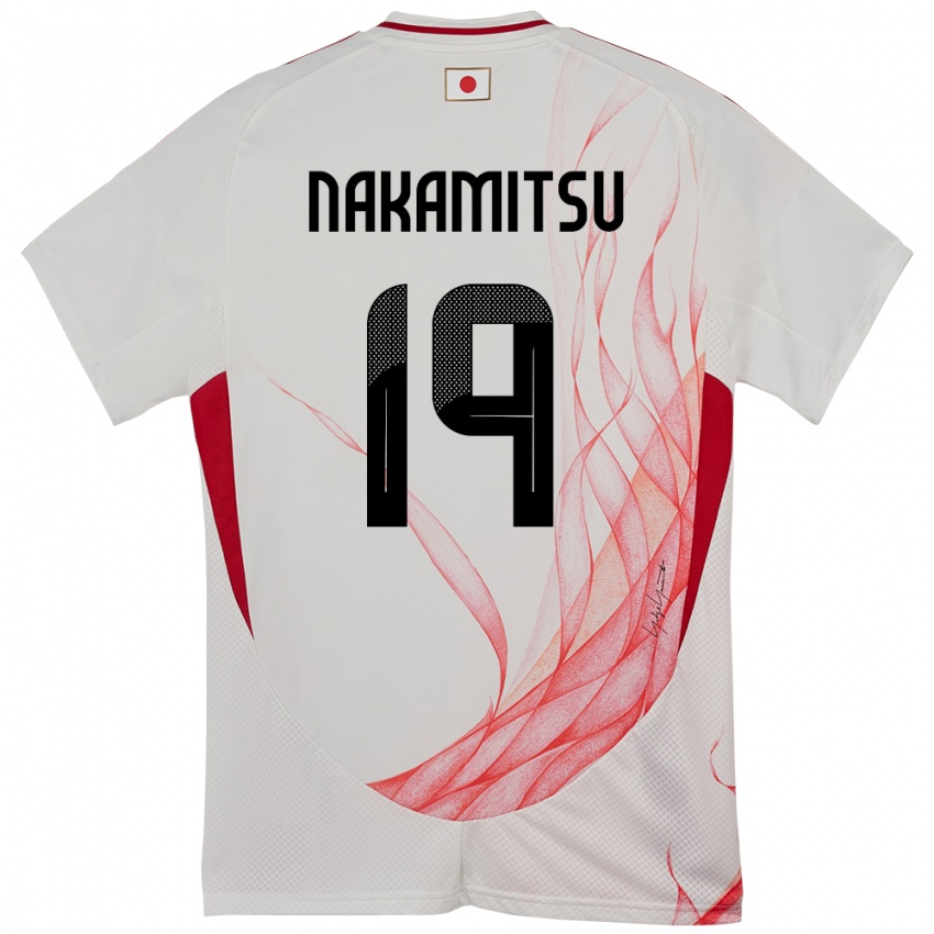 גברים יַפָּן Kanata Nakamitsu #19 לָבָן הרחק ג'רזי 24-26 חולצה קצרה