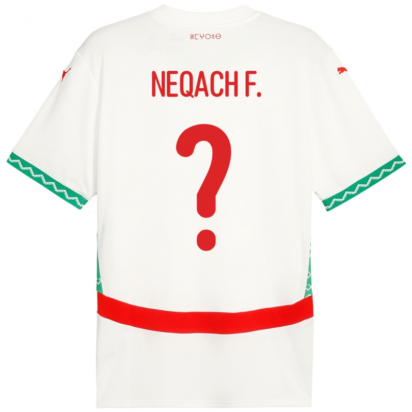 גברים מָרוֹקוֹ Aarón Neqach Fernández #0 לָבָן הרחק ג'רזי 24-26 חולצה קצרה