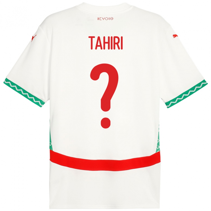 גברים מָרוֹקוֹ Aymen Tahiri #0 לָבָן הרחק ג'רזי 24-26 חולצה קצרה