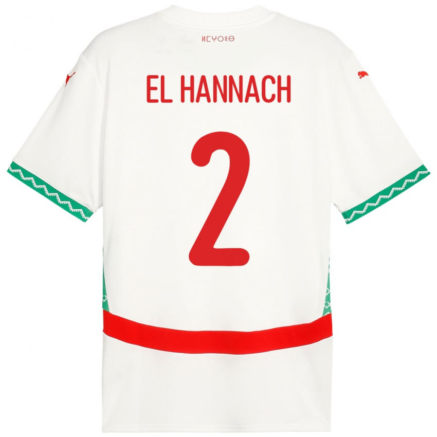 גברים מָרוֹקוֹ Naoufel El Hannach #2 לָבָן הרחק ג'רזי 24-26 חולצה קצרה