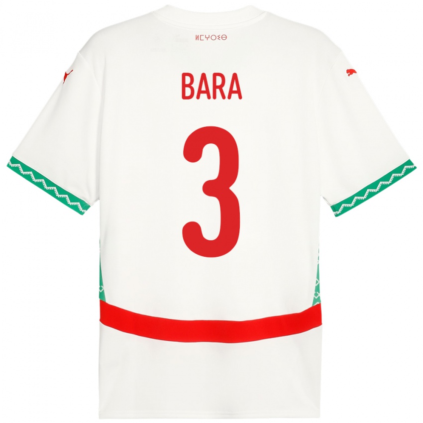 גברים מָרוֹקוֹ Saad Bara #3 לָבָן הרחק ג'רזי 24-26 חולצה קצרה