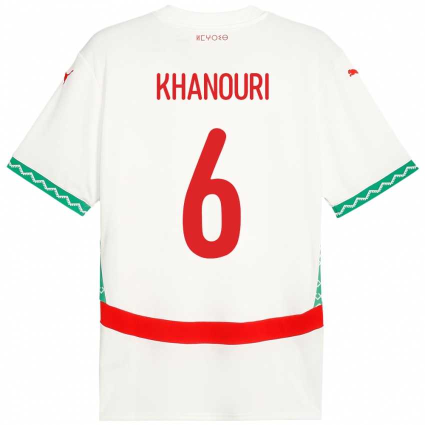 גברים מָרוֹקוֹ Adam Khanouri #6 לָבָן הרחק ג'רזי 24-26 חולצה קצרה