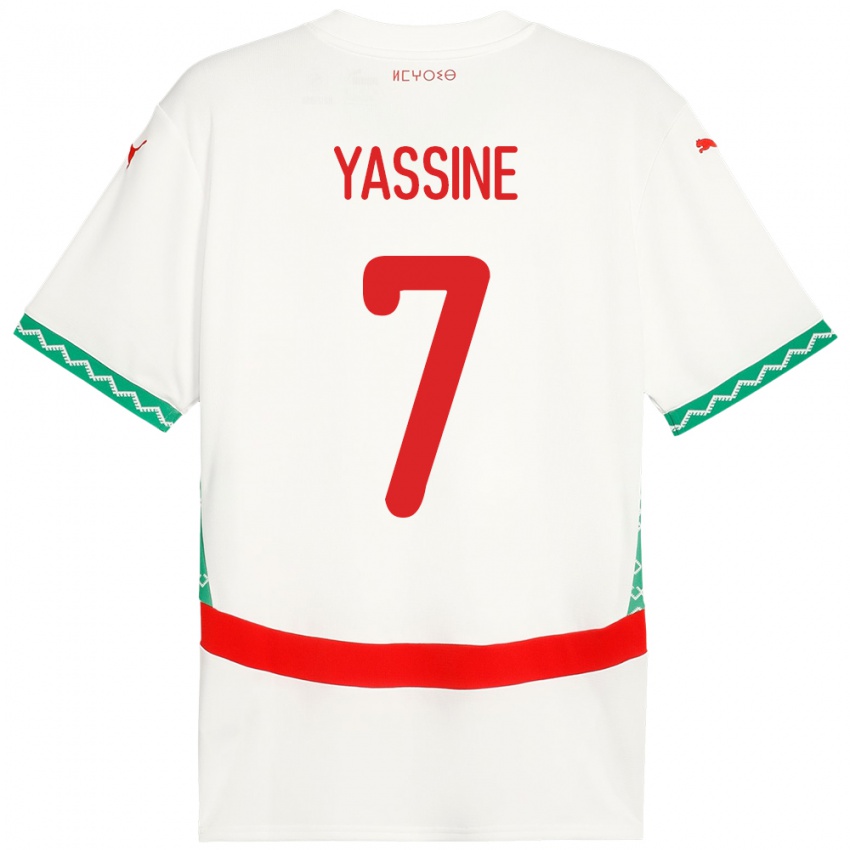 גברים מָרוֹקוֹ Gessime Yassine #7 לָבָן הרחק ג'רזי 24-26 חולצה קצרה