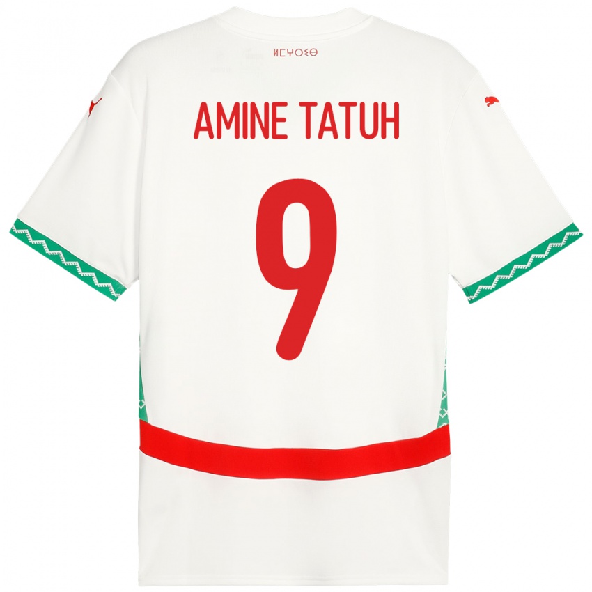 גברים מָרוֹקוֹ Mohammed Amine Tatuh #9 לָבָן הרחק ג'רזי 24-26 חולצה קצרה