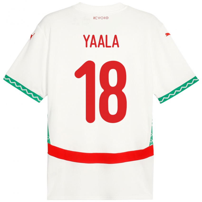 גברים מָרוֹקוֹ Rayan Yaala #18 לָבָן הרחק ג'רזי 24-26 חולצה קצרה