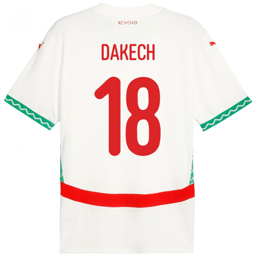 גברים מָרוֹקוֹ Imran Dakech #18 לָבָן הרחק ג'רזי 24-26 חולצה קצרה