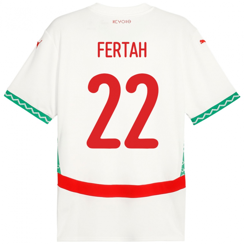 גברים מָרוֹקוֹ Amine Fertah #22 לָבָן הרחק ג'רזי 24-26 חולצה קצרה