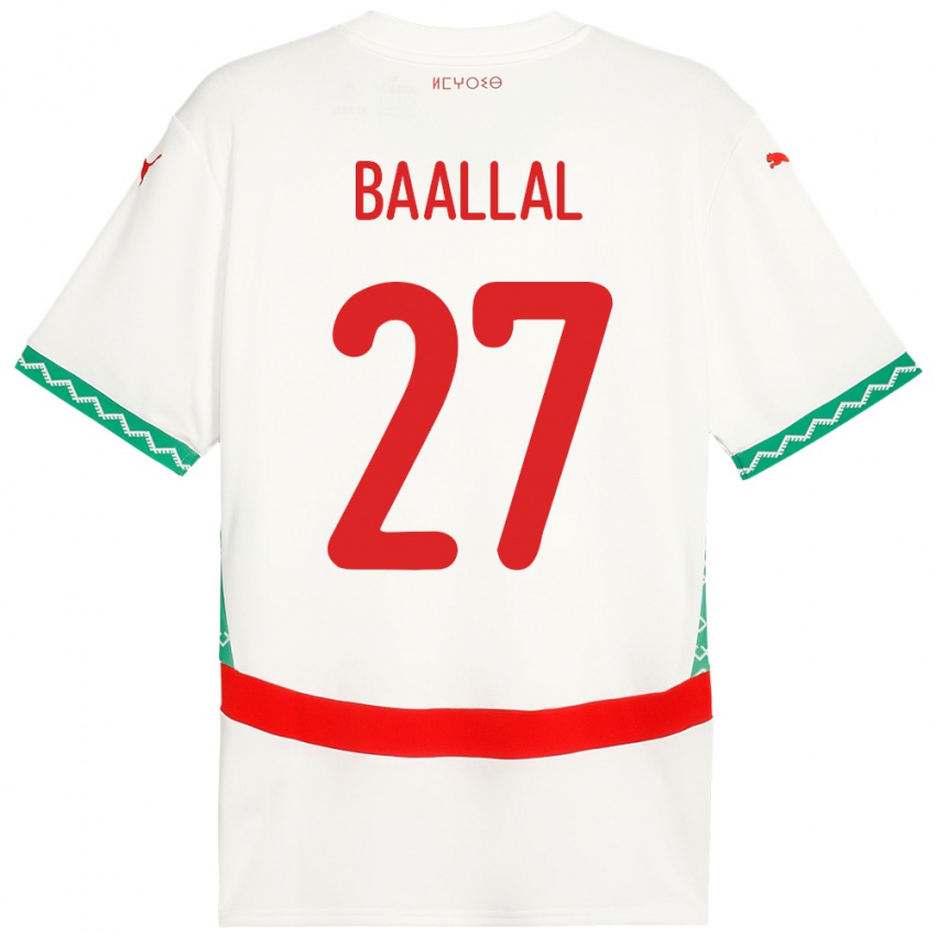 גברים מָרוֹקוֹ Adam Baallal #27 לָבָן הרחק ג'רזי 24-26 חולצה קצרה