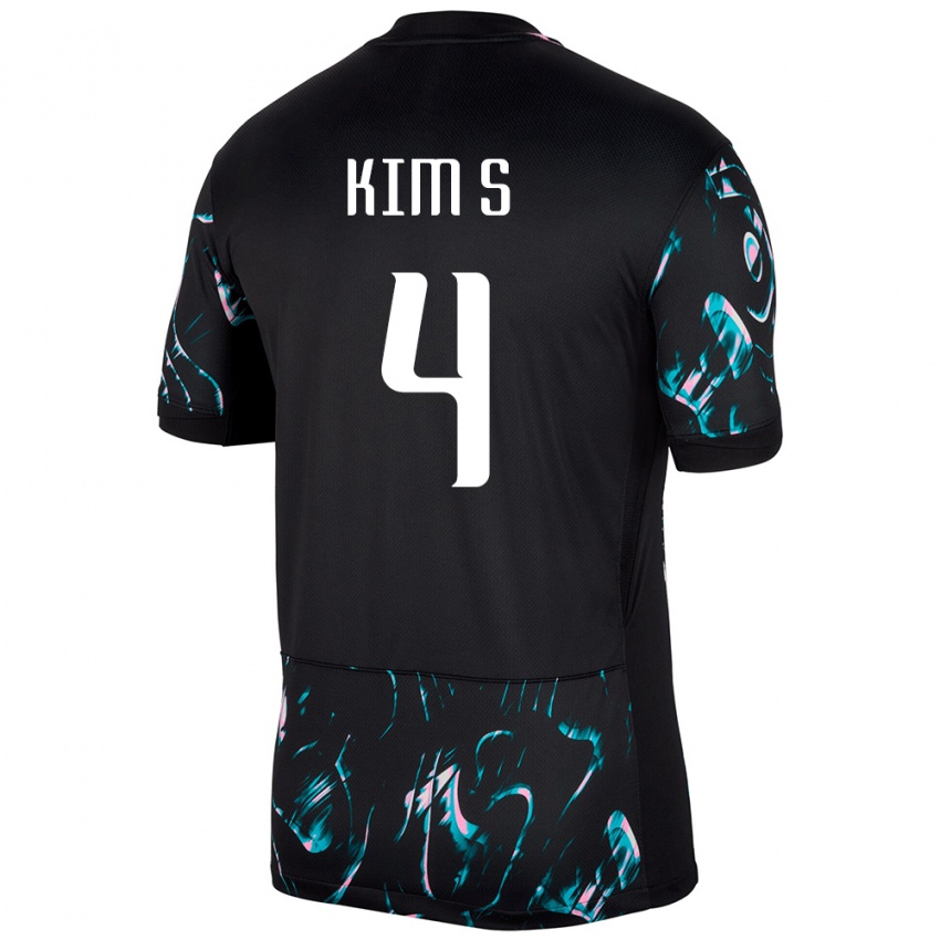 גברים דרום קוריאה Sean Kim #4 שָׁחוֹר הרחק ג'רזי 24-26 חולצה קצרה