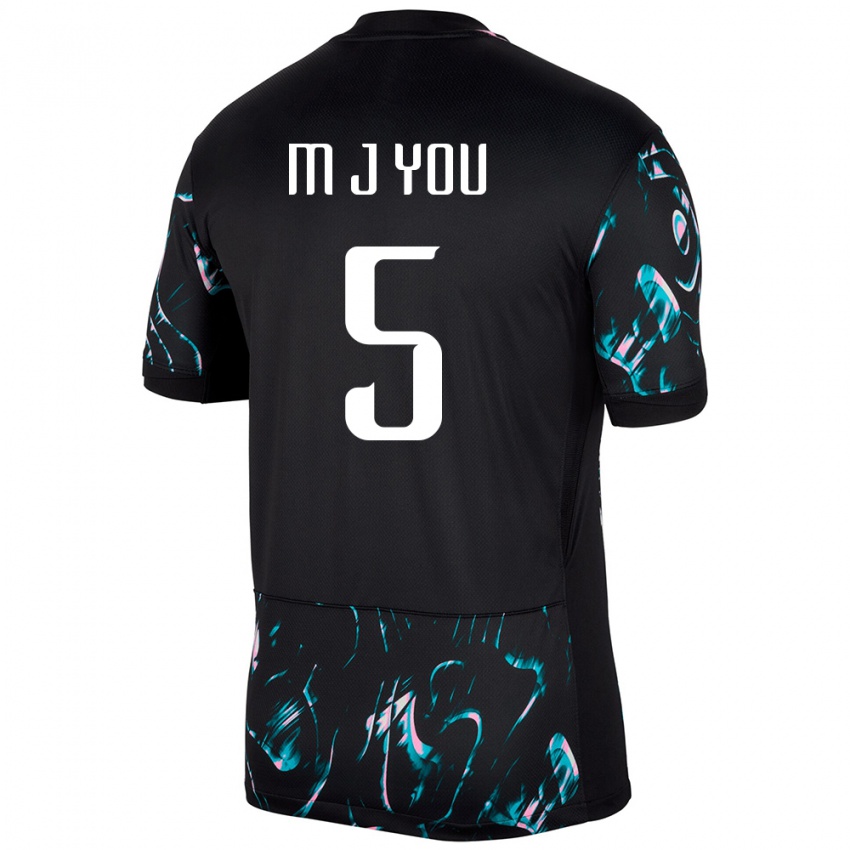 גברים דרום קוריאה Min-Jun You #5 שָׁחוֹר הרחק ג'רזי 24-26 חולצה קצרה