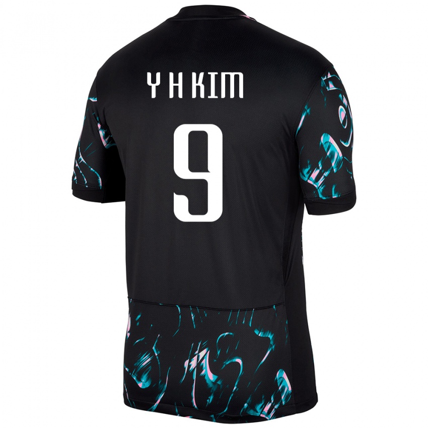 גברים דרום קוריאה Yun-Ho Kim #9 שָׁחוֹר הרחק ג'רזי 24-26 חולצה קצרה